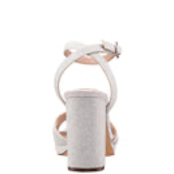 SHELIA SILVER GLITTER NET BLOCK-HEEL SANDALS WITH ANKLE-STRAP S 8 Worn Once - Picture 4 of 11